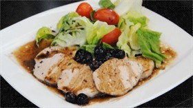 Pork with Balsamic Blue Berry Sauce 