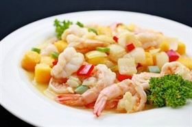 Sakura Grey Prawns Specials - Stir Fry Spicy Sakura Prawns with Mango