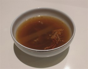 Double Boiled Fresh Cordyceps Flower with Dried Conpoy and Chicken Consomme