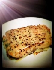 Pan Fried Salmon with Cheese and Basil
