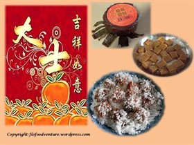 Nian Gao (Chinese New Year Cake/Sticky Cake) with Crated Coconut