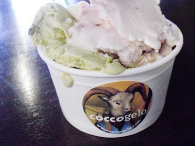 pistachio and strawberry gelato
