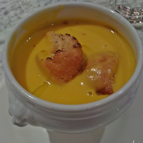 Cream Pumpkin Soup w/ Cheese Croutons