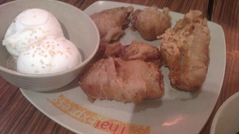 Banana Fritters with coconut ice cream 