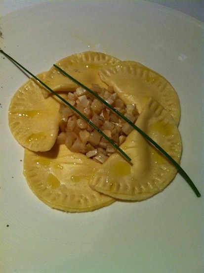 Pasta: Ravioli with Parmigiano fondue