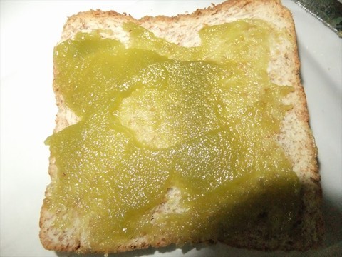 bread slice with kaya spread.