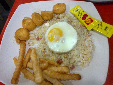Fried Rice with Tofu, Egg and Fries
