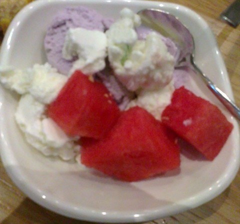Yam & Chendol ice cream w/ watermelon