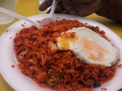 Fried Rice with mutton n bull's eye egg
