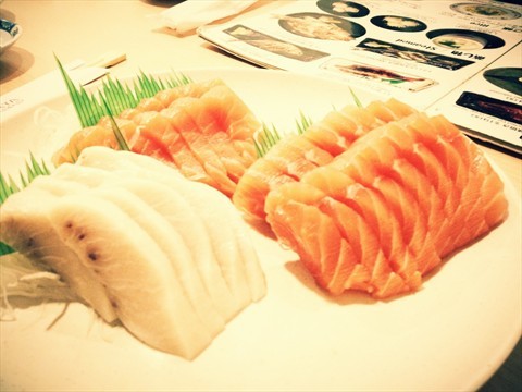 Salmon and swordfish sashimi