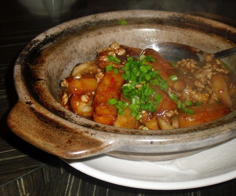 Claypot Eggplant with Minced Pork and salted fish