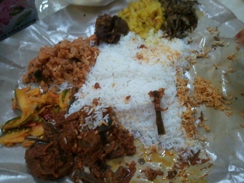 White rice set with Mutton masala