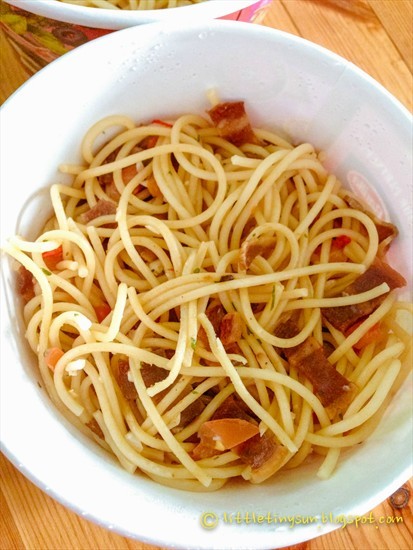 Bacon Aglio (Wholemeal Spaghetti)