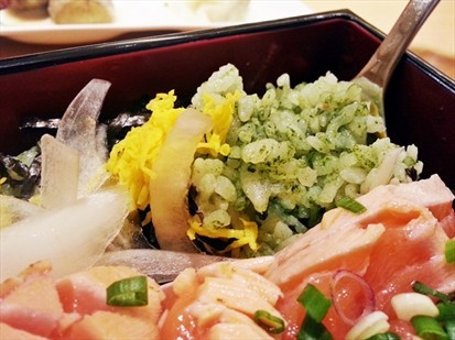 Grilled Salmon Rice Box (feat. Maccha sushi rice)