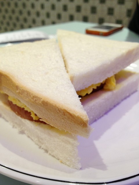 Luncheon meat + egg sandwich!