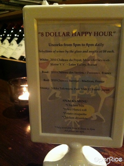 Happy hour menu