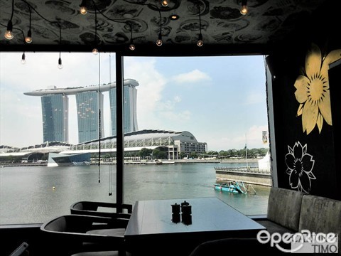 View of MBS from within restaurant