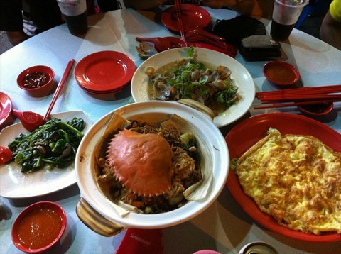 Crab beehoon with other side dishes