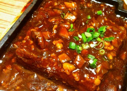 Hot plate Tofu with Preserved 'Cai Xin' and minced Pork - $10.90