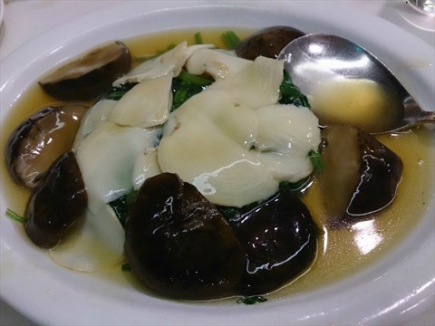 spinach with abalone and mushroom