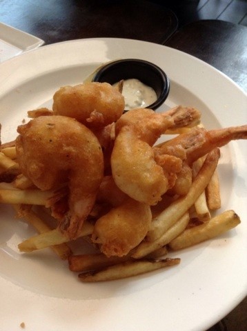 beer battered prawn with chips