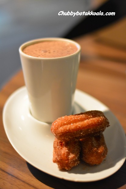 Hot Chocolate, served with homemade churros