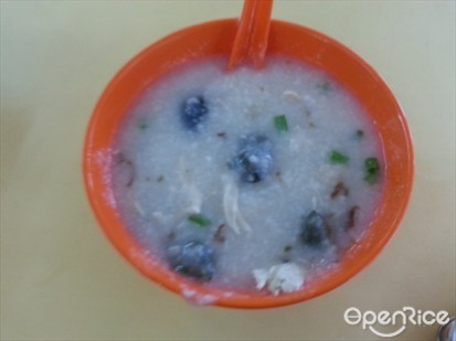 Shredded chicken and century egg congee