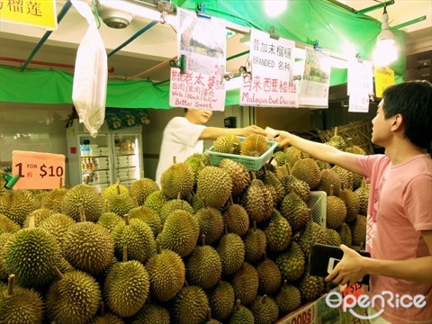 At the store choosing durians