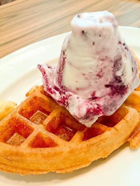 Blueberry Cheesecake Ice-cream on Half Waffle