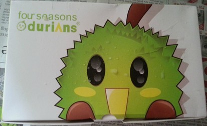 Fou Seansons Durians Puff box with their cut signature Durian logo.