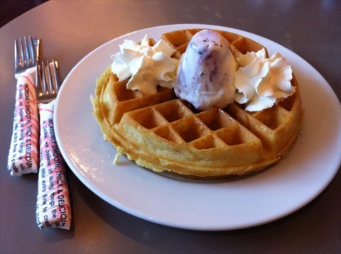 Waffle with Single Scoop of Ice-cream
