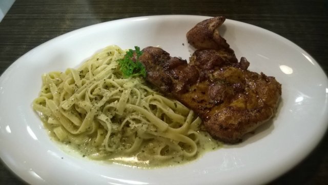 chicken steak spaghetti