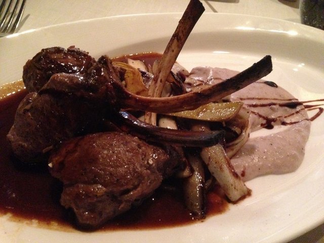 Grilled Lamb Racks over mash