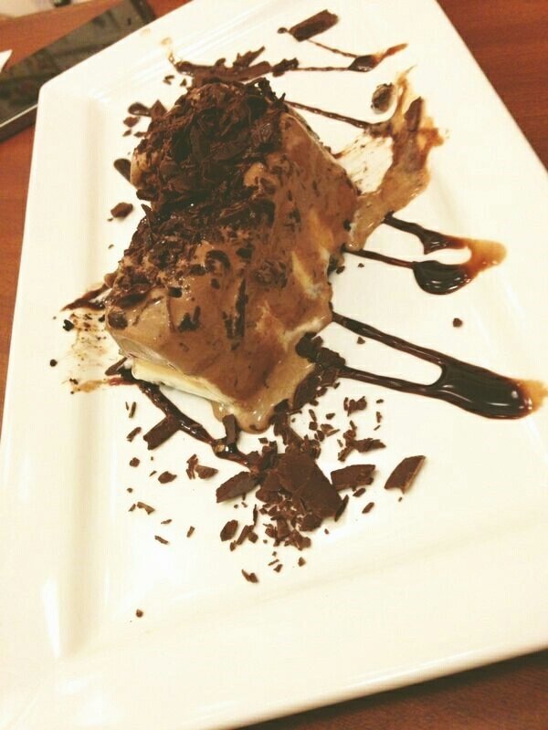 Chocolate and Coffee ice cream swirled together