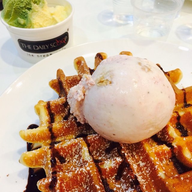 with strawberry shortcake flavoured ice cream.