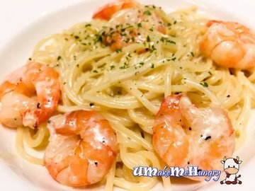 Prawn Spaghetti in Alfredo Sauce