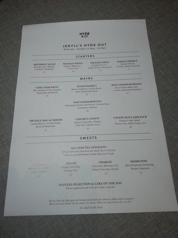 Dinner Menu on Wed-Sat till 1030pm
