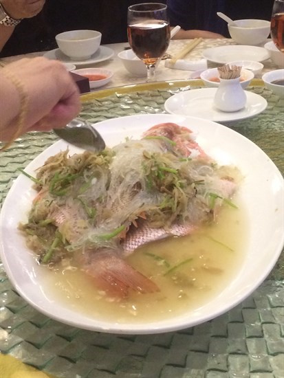 Steamed Ang Sai (Emperor Red Snapper) Teochew Style