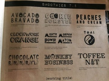 Smoothies Menu