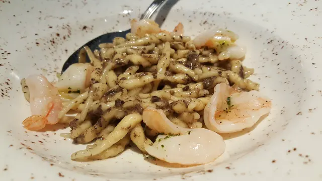 Trofie with Truffle Pesto and Prawns