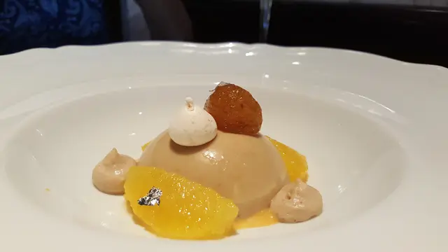 Chestnut Pannacotta with Mandarin Coulis