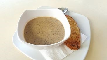 Mushroom Soup with garlic bread