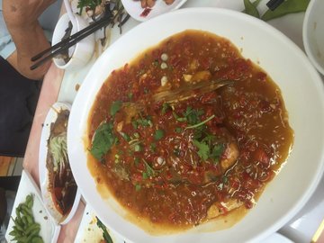 Steamed Fish Head with Diced Hot Red Peppers