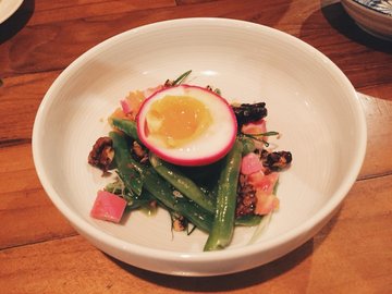 Green  beans  and  beet  eggs