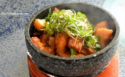 Grilled Garoupa Fillet with Beancurd Skin served in Stone Pot