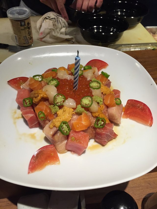 sashimi birthday cake
