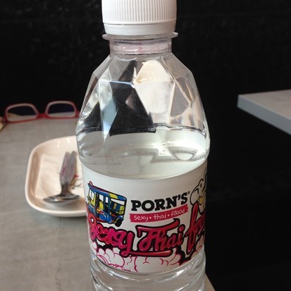 Even the mineral water is labelled Porn's