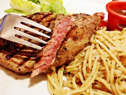 Ribeye Steak With Spaghetti Aglio Olio
