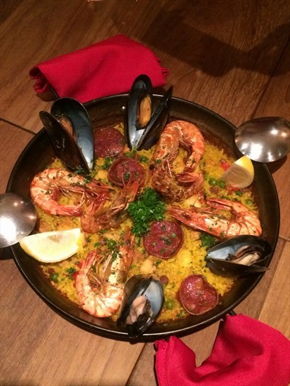 Encountered a new classic dish with saffron rice, chorizo, seafood and red capsicum - Great flavour.