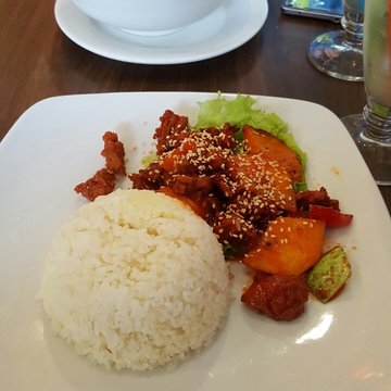 sweet sour pork with rice